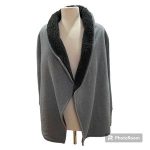 UP WEST Dark Grey Sherpa Lined Shawl/Collared Jacket